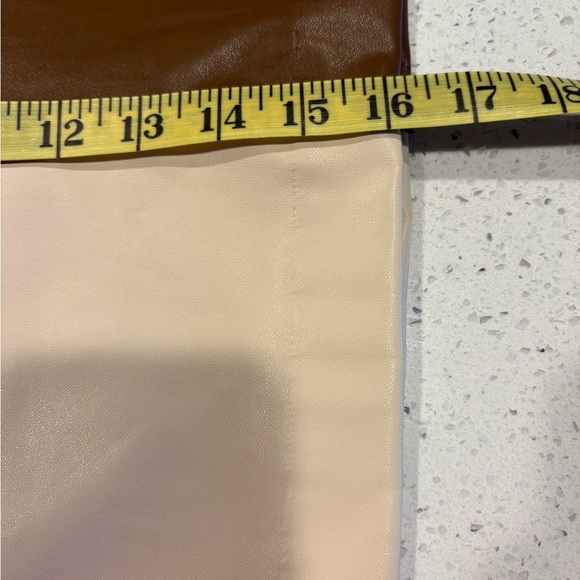 Akaiv Two-Tone Brown and Cream faux leather Skirt Fully lined Side zip - Picture 10 of 10